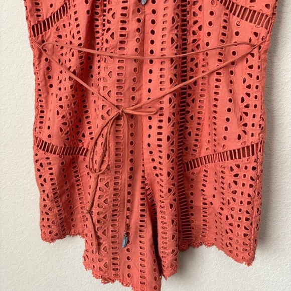 Amuse Society Boho Eyelet Woven Tina Romper in Desert Rose - Picture 12 of 15